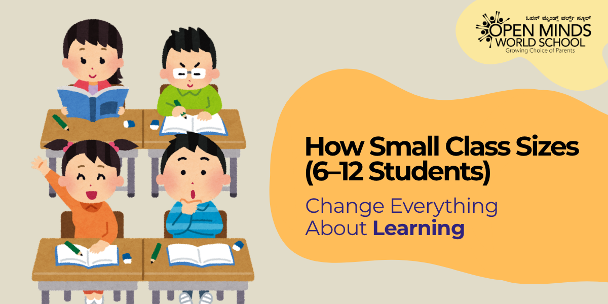 A small learning group at OMWS Shivamogga — six to twelve students working closely with a mentor